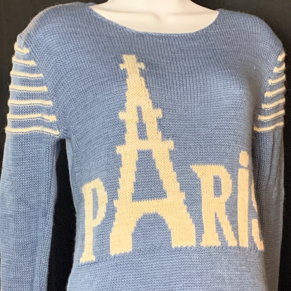 Blue Paris Sweater with Gold accents NWOT